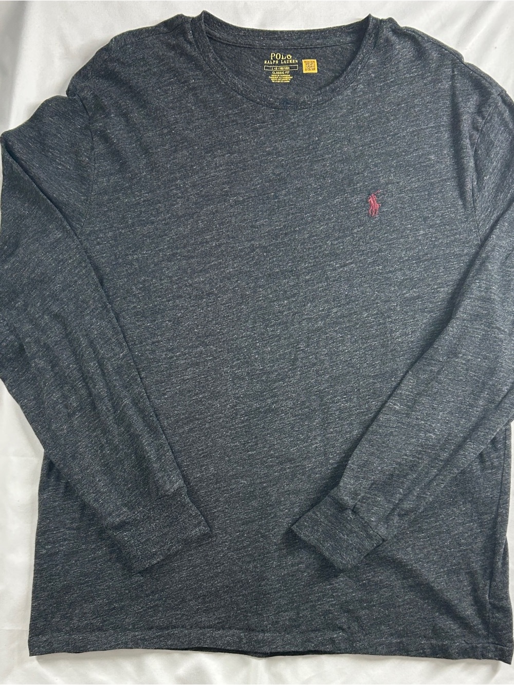 Polo Ralph Lauren Long Sleeve T Shirt Mens Large Gray Classic Fit Pony Logo